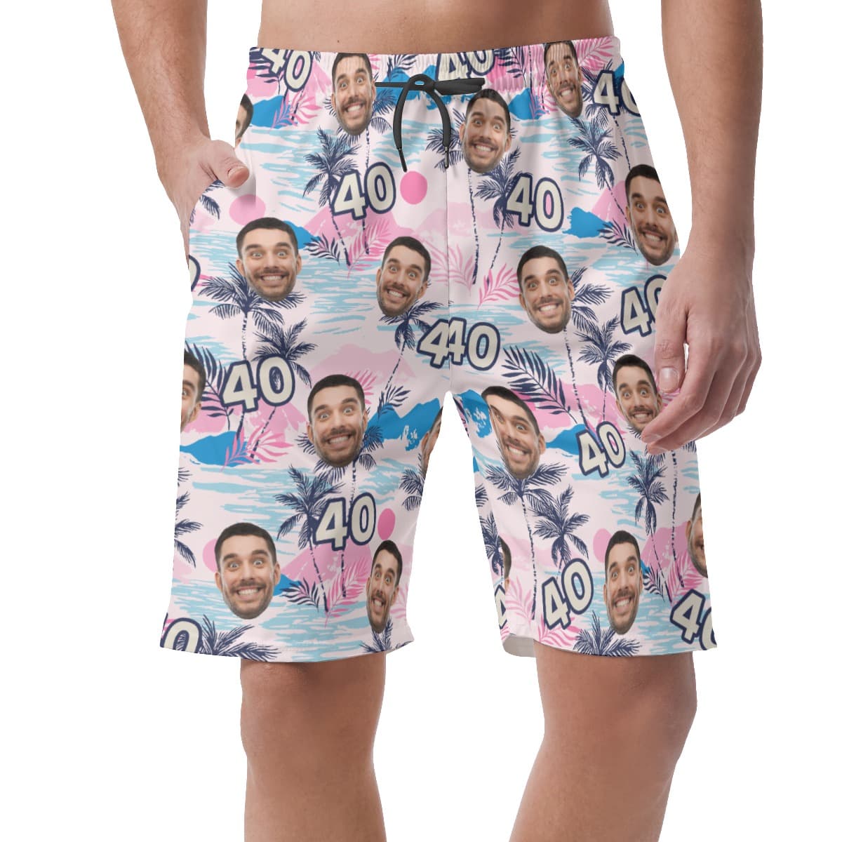 Tropical Custom Face And Age Birthday Hawaiian Summer Shorts For Men