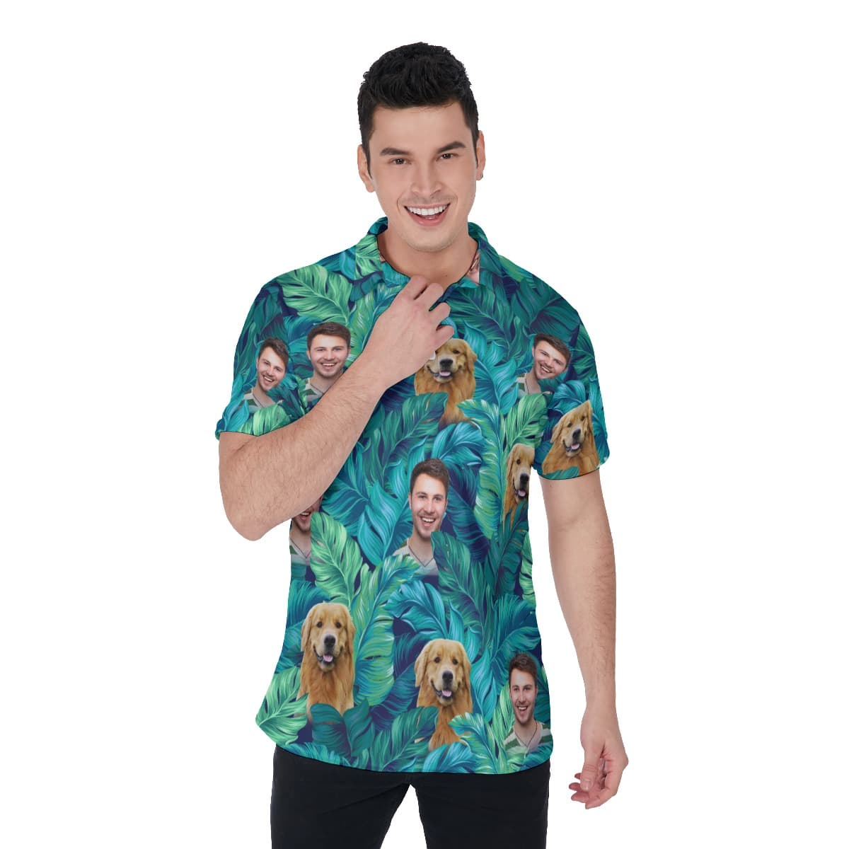 Tropical Custom Face Polo Hawaiian Shirt For Men (1)