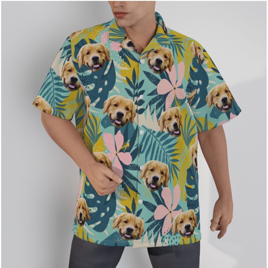 Tropical Custom Men's Hawaiian Shirt With Dog Face
