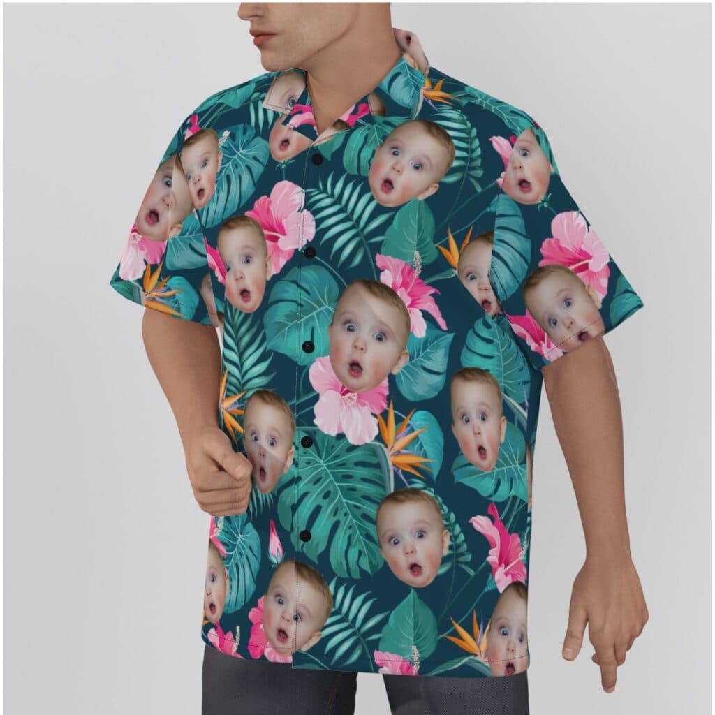 Tropical Floral Custom Baby Face Hawaiian Shirt