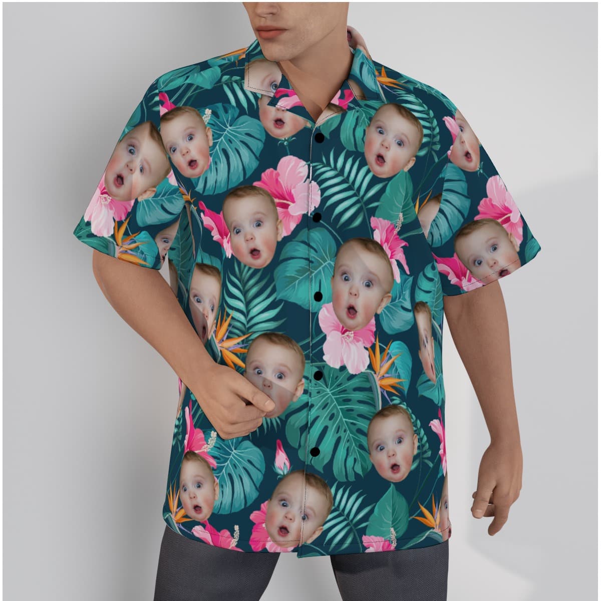Tropical Floral Custom Baby Face Hawaiian Shirt (3)