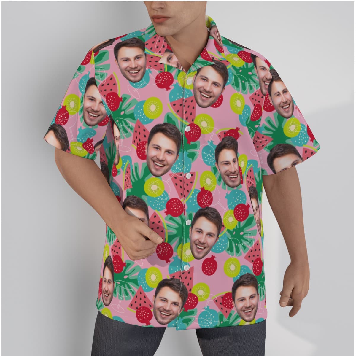 Tropical Fruit Custom Face Hawaiian Shirt (3)