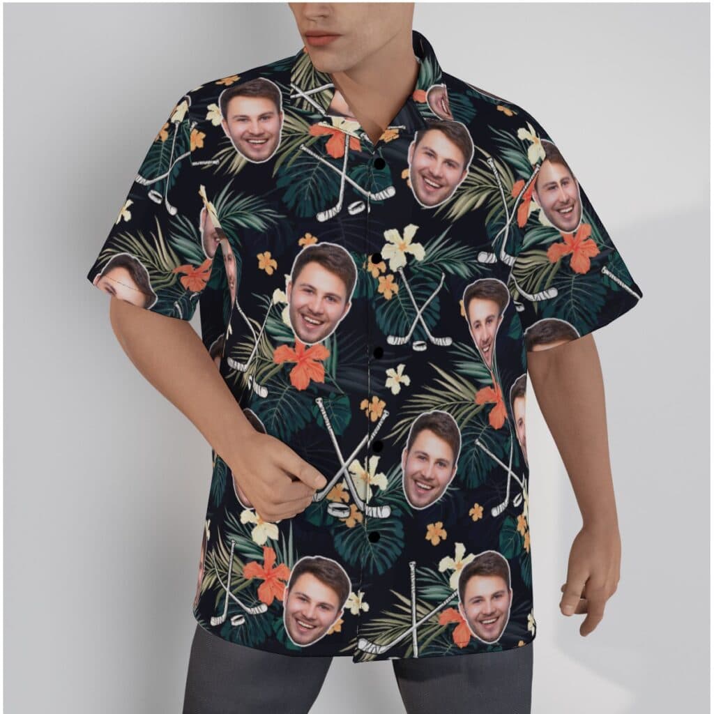 Tropical Hockey Custom Face Hawaiian Shirt