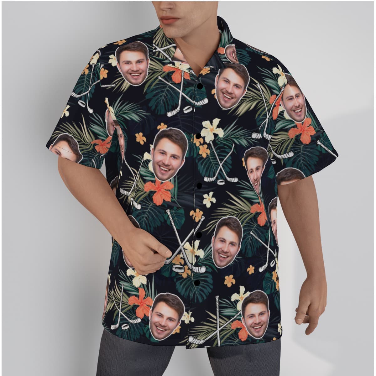 Tropical Hockey Custom Face Hawaiian Shirt