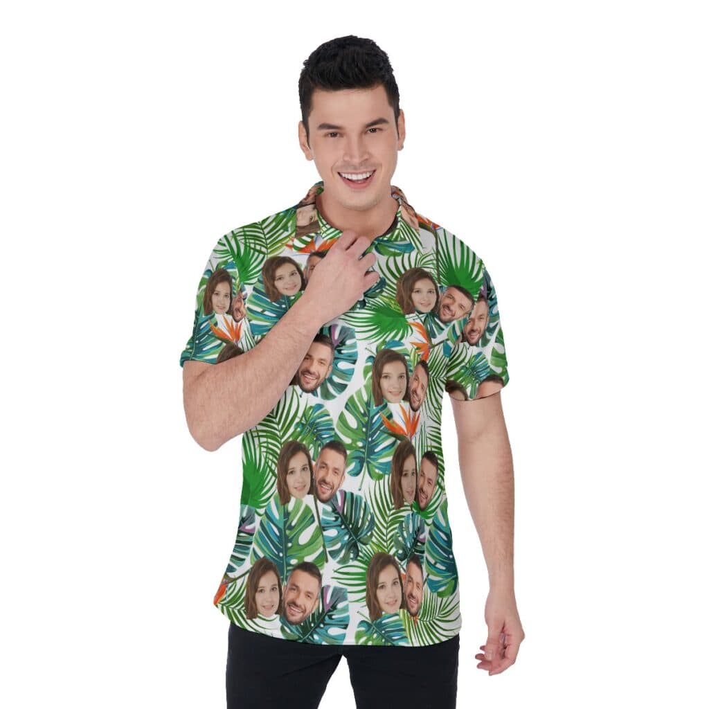 Tropical Leaf Custom 2 Face Men's Polo Shirt (1)