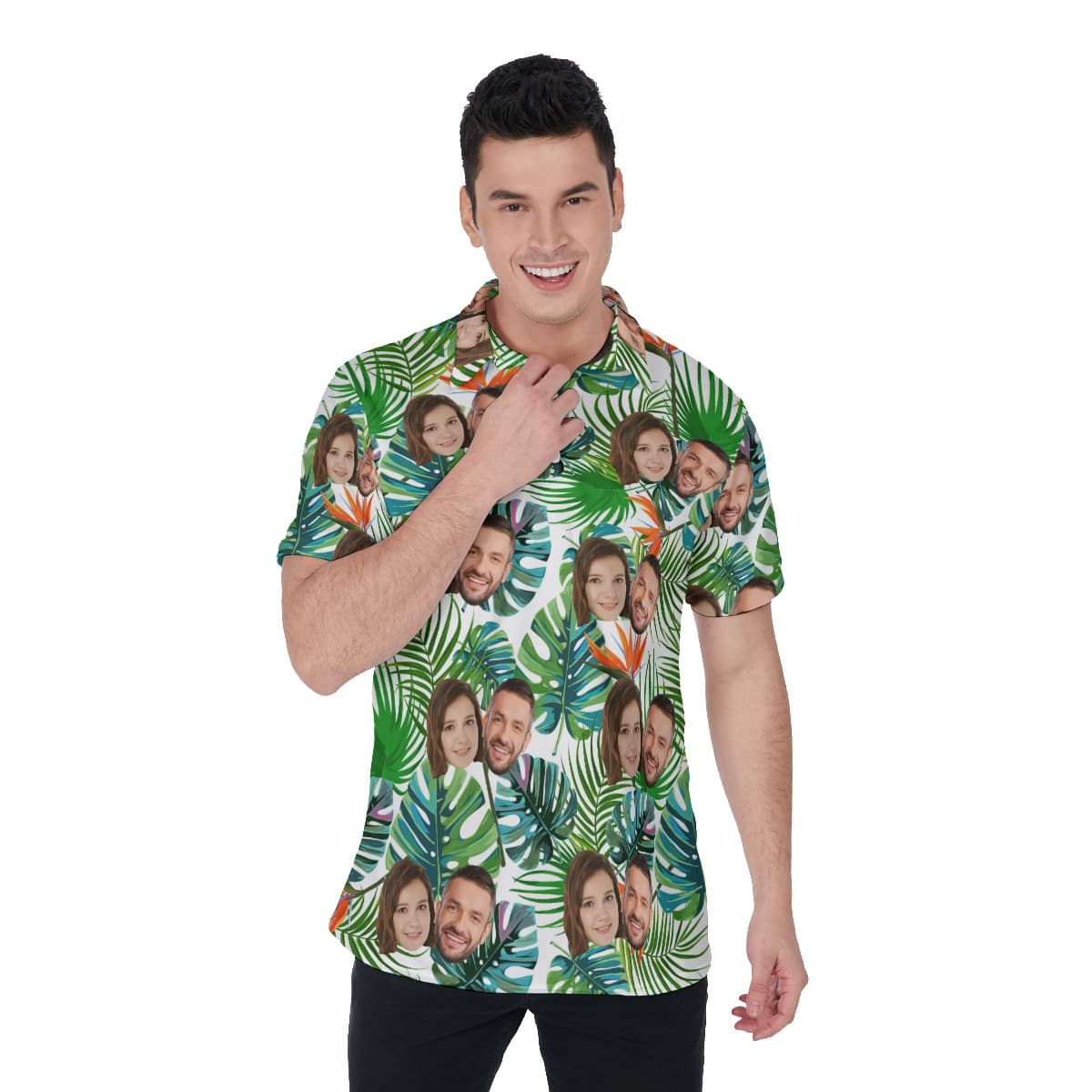 Tropical Leaf Custom 2 Face Men's Polo Shirt (1)