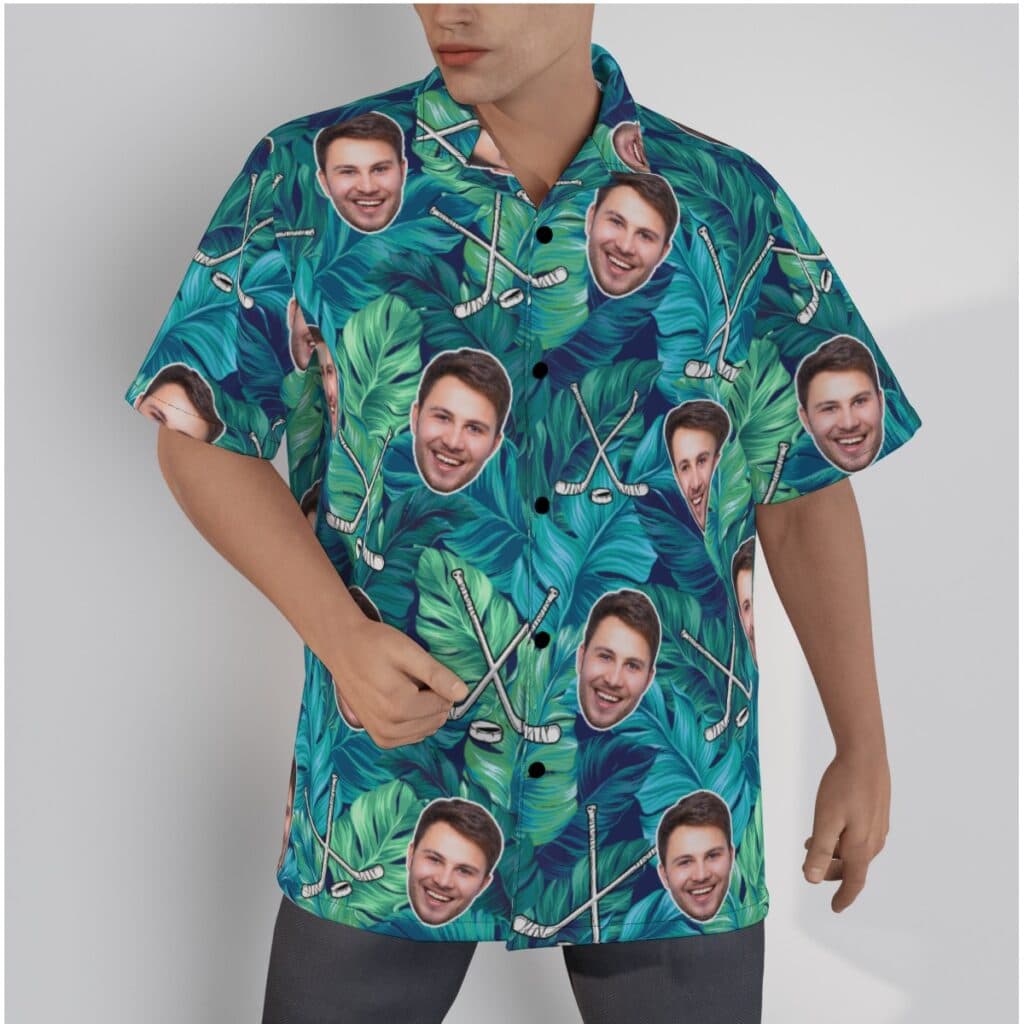 Tropical Leave Custom Face Hawaiian Shirt For Men