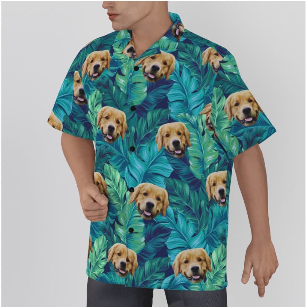 Tropical Leave Custom Pet Face Hawaiian Shirt