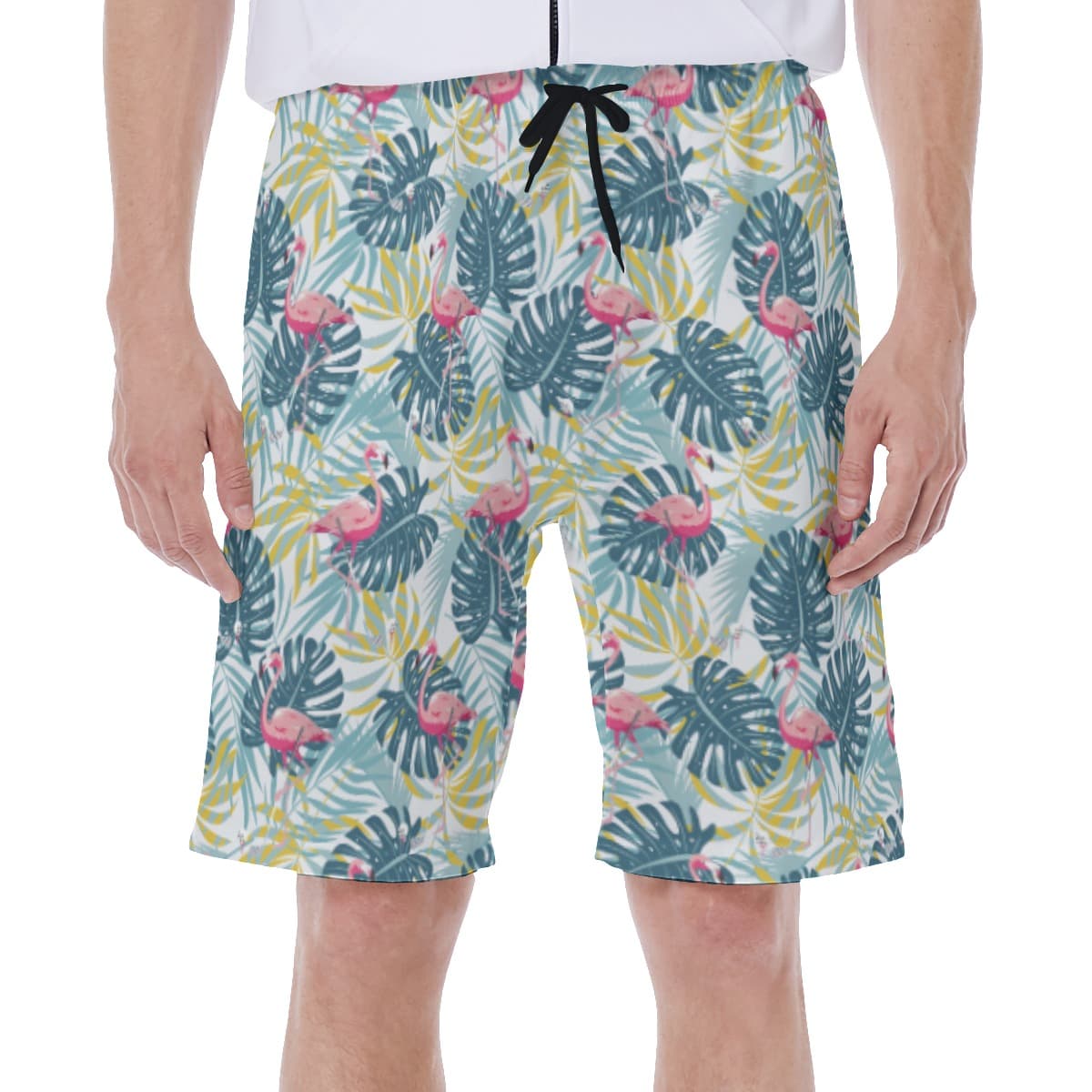 Tropical Leaves Flamingo Hawaiian Swim Trunks For Men