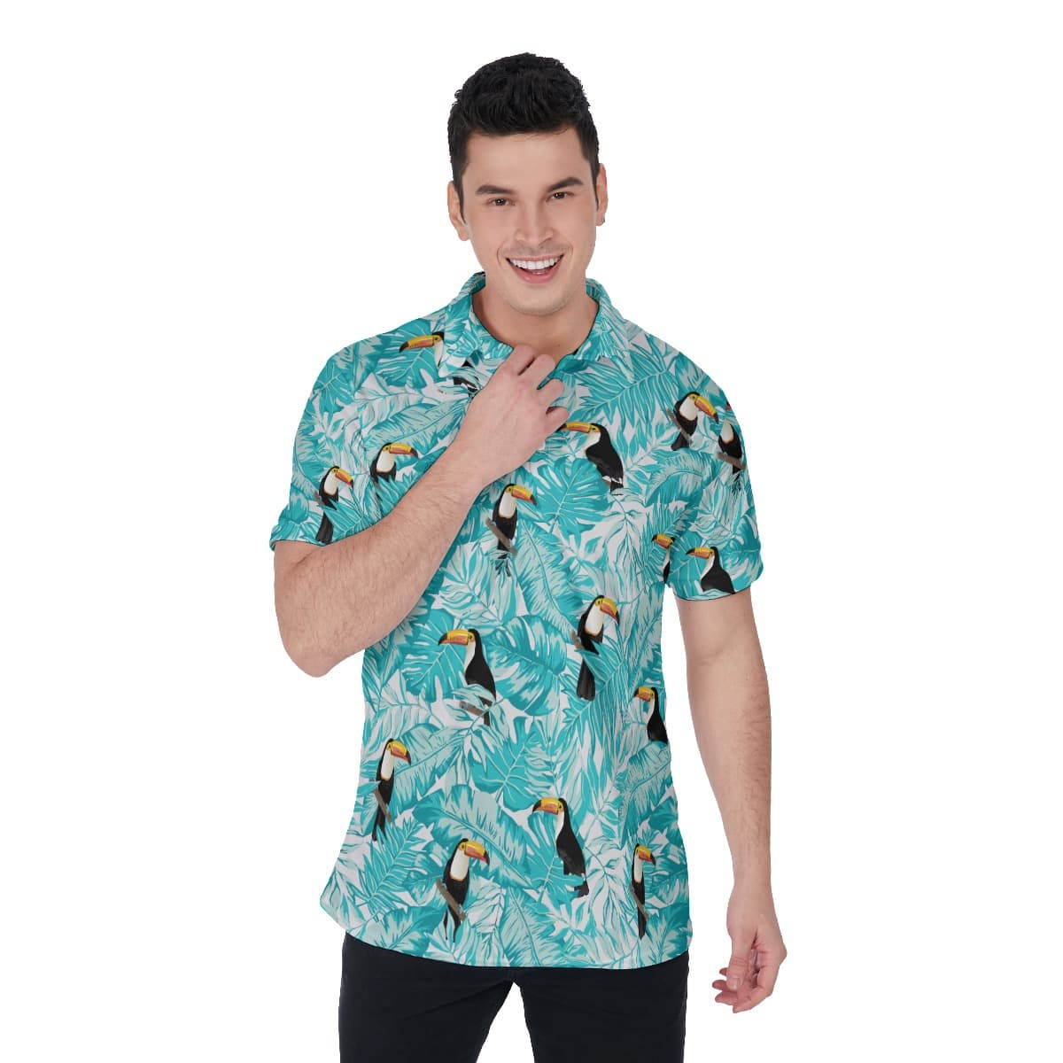 Tropical Leaves Toucans Men's Golf Shirt