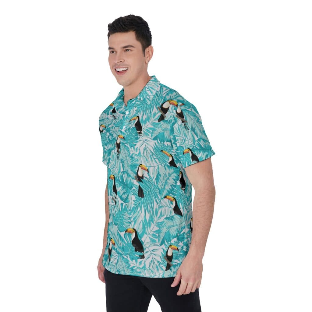 Tropical Leaves Toucans Men's Golf Shirt