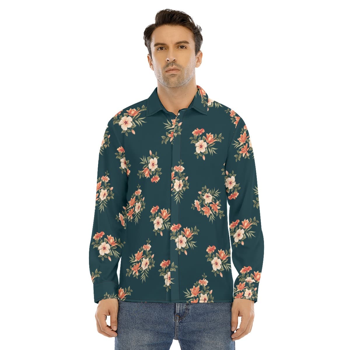 Tropical Long Sleeve Hawaiian Shirt For Men (1)