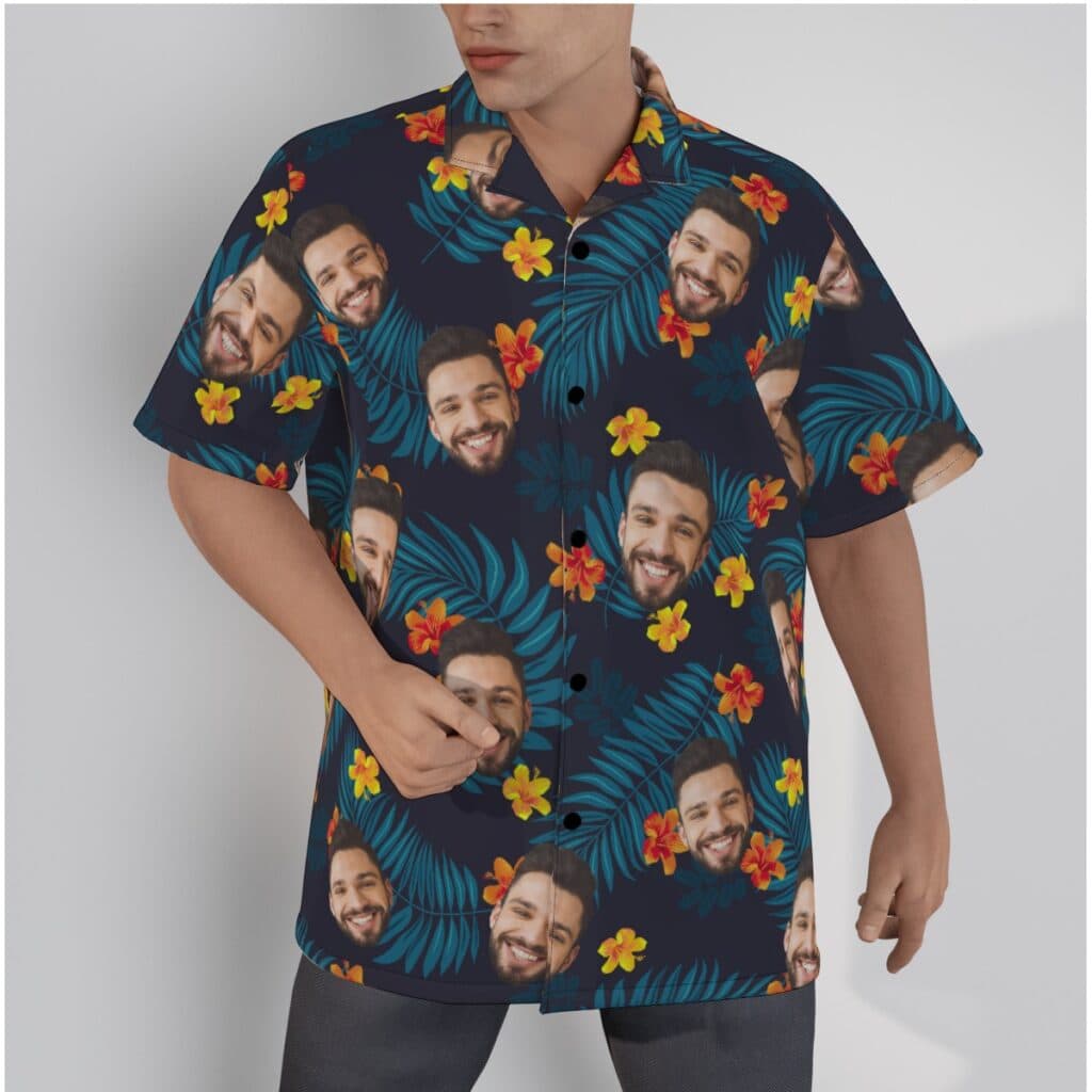 Tropical Multiple Custom Face Button Up Shirt (1)