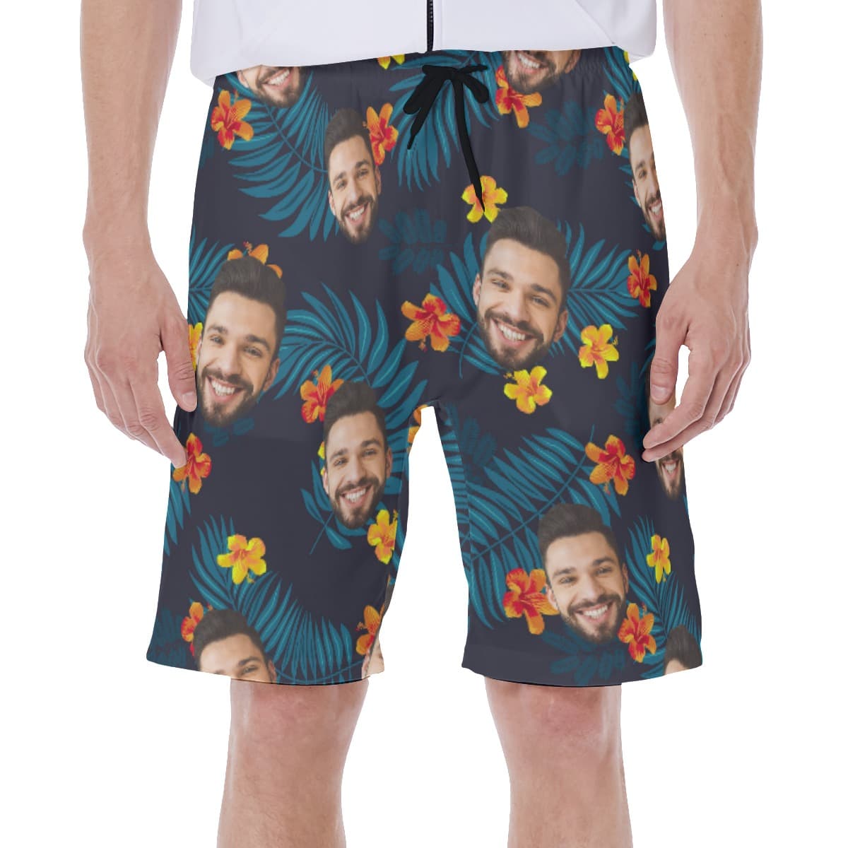 Tropical Multiple Custom Face Men's Swim Trunks (1)