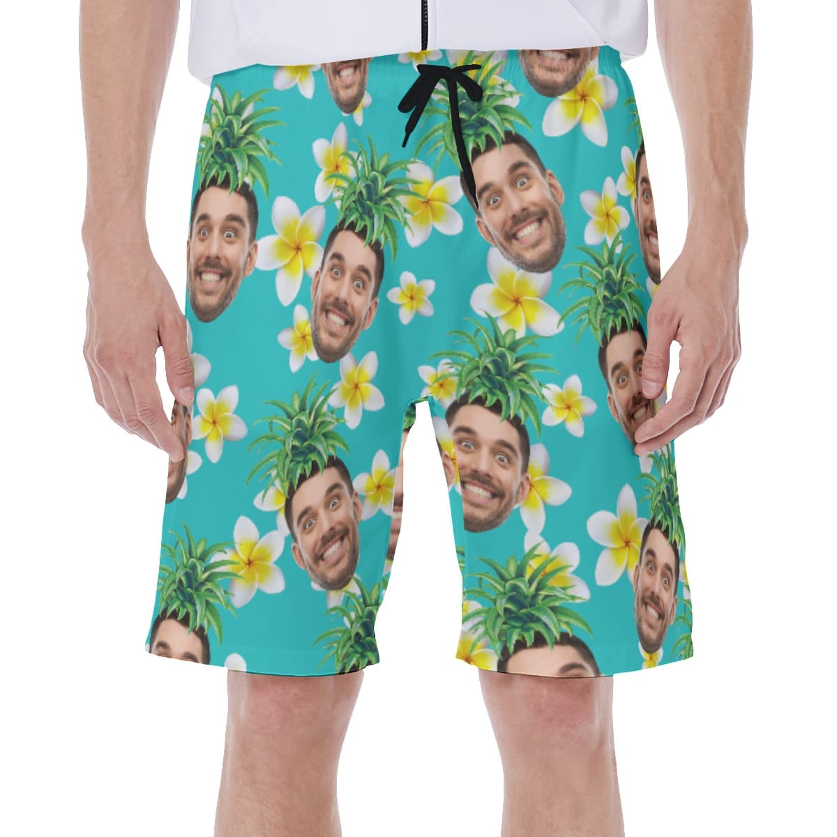 Tropical Pineapple Custom Face Hawaiian Swimwear For Men