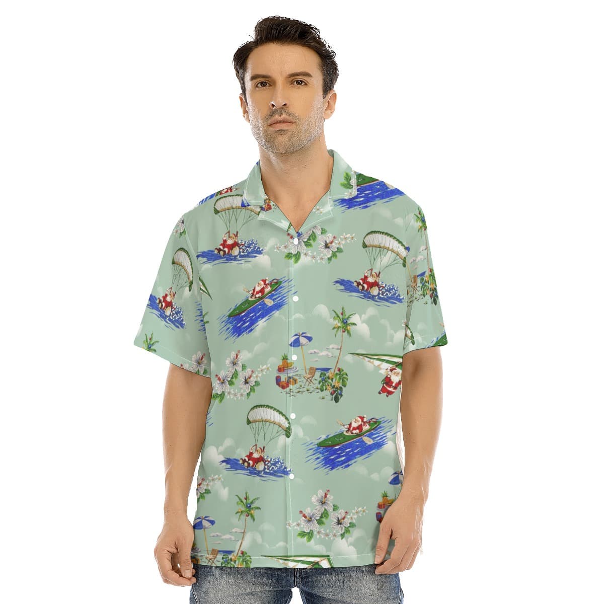 Tropical Santa Christmas Hawaiian Shirt For Men (1)