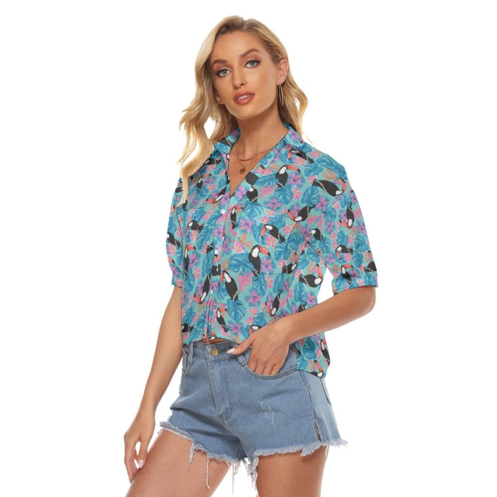 Tropical Toucans Aloha Crop Top Shirt For Women