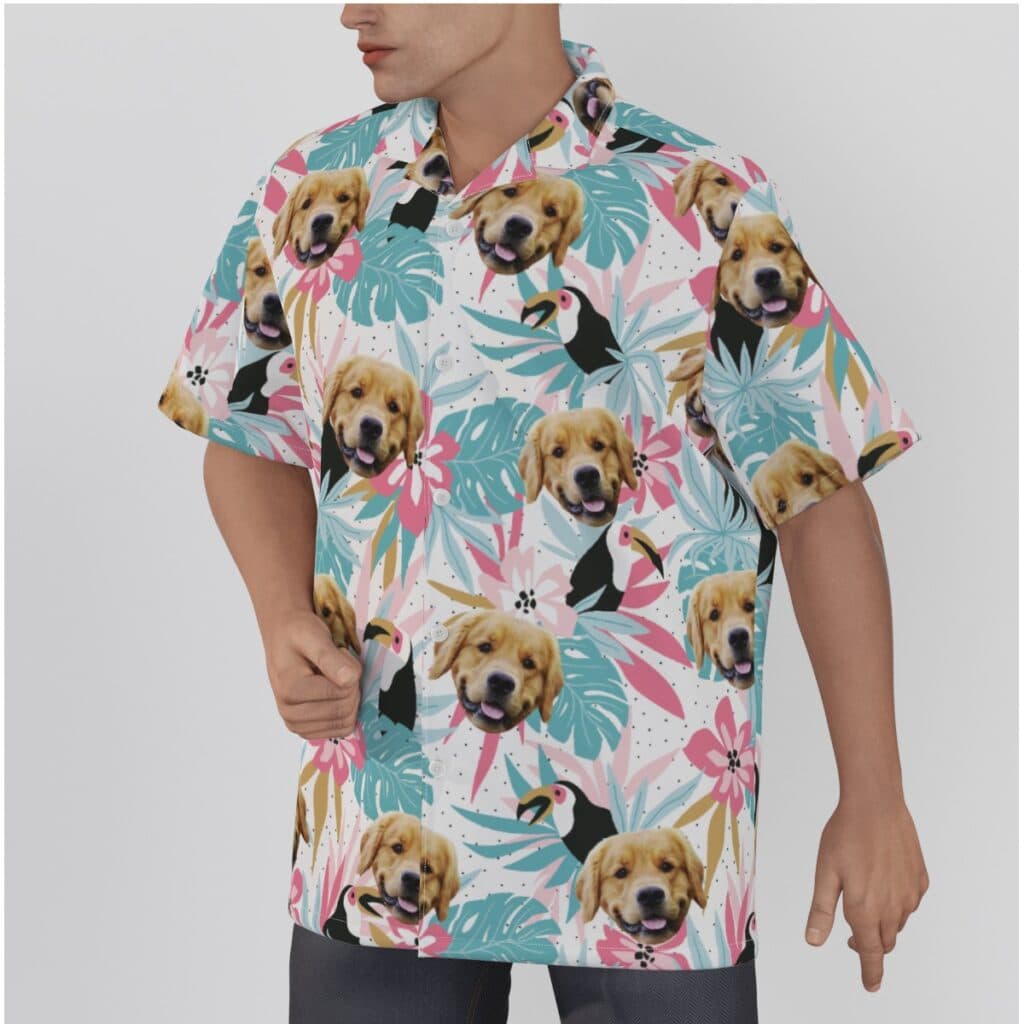 Tropical Toucans Custom Dog Face Hawaiian Shirt