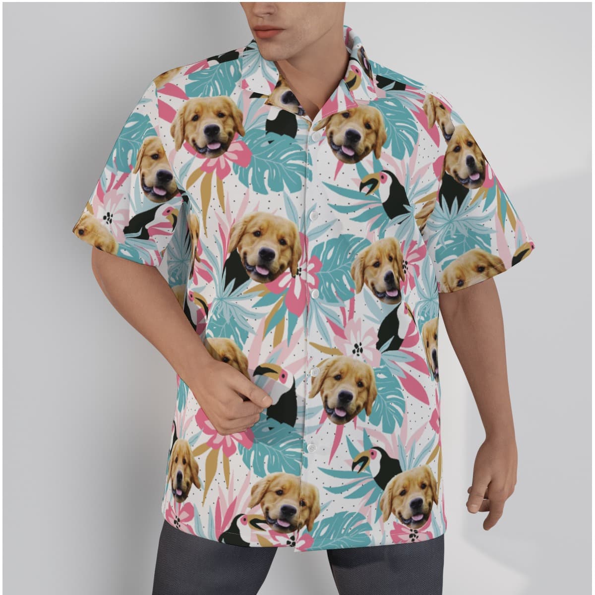 Tropical Toucans Custom Dog Face Hawaiian Shirt (3)