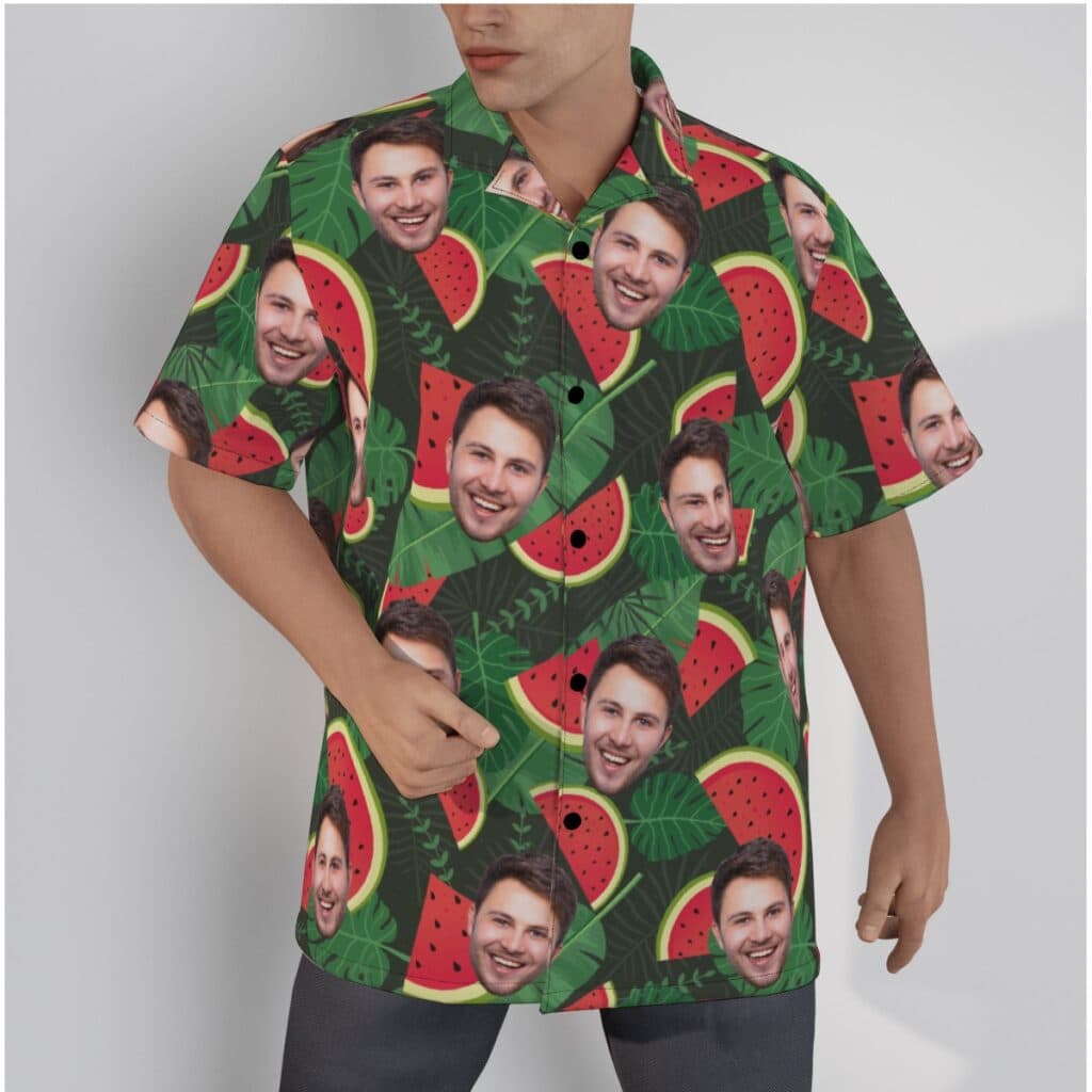 Tropical Watermelon Custom Face Men's Hawaiian Shirt