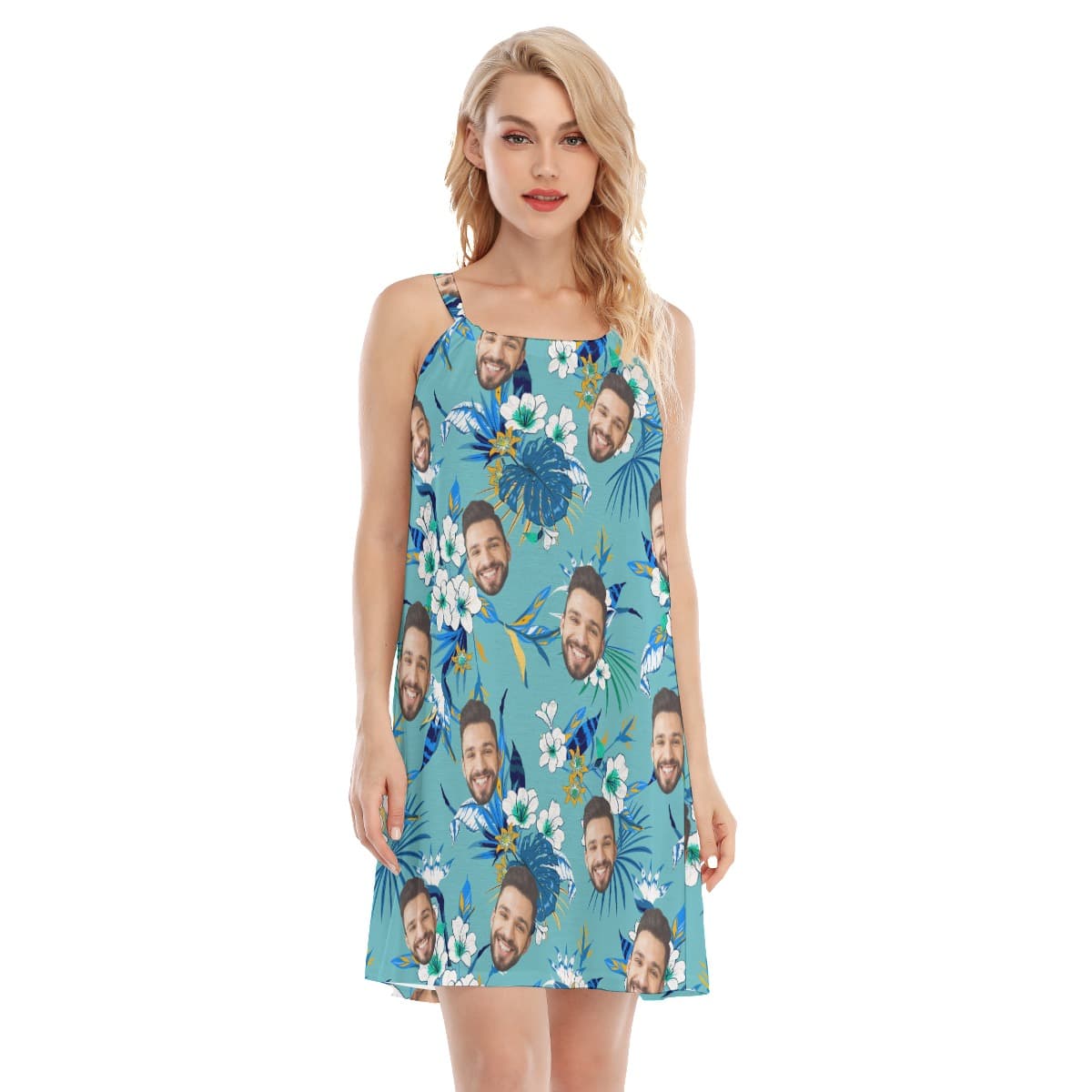 Unique Blue Cami Dress With Custom Face (1)
