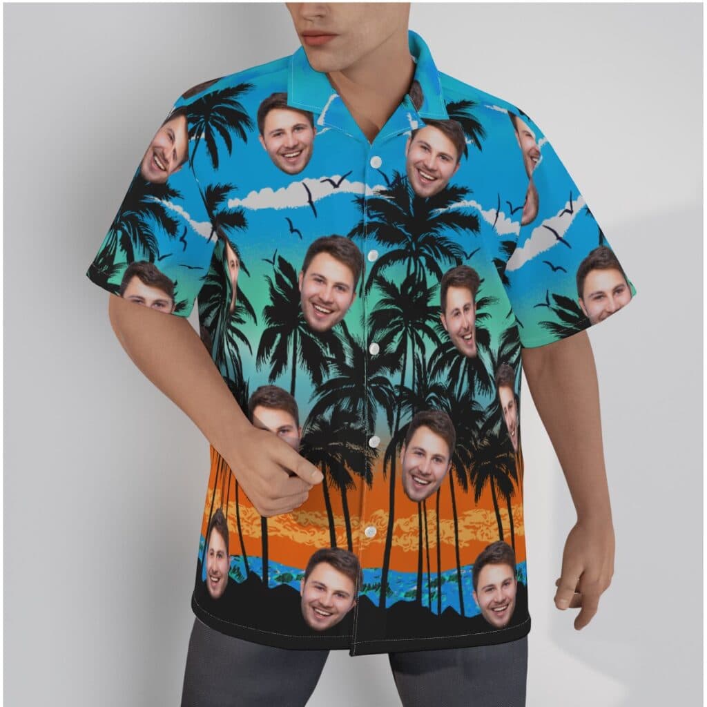 Unique Custom Face Beach Hawaiian Shirt (1)