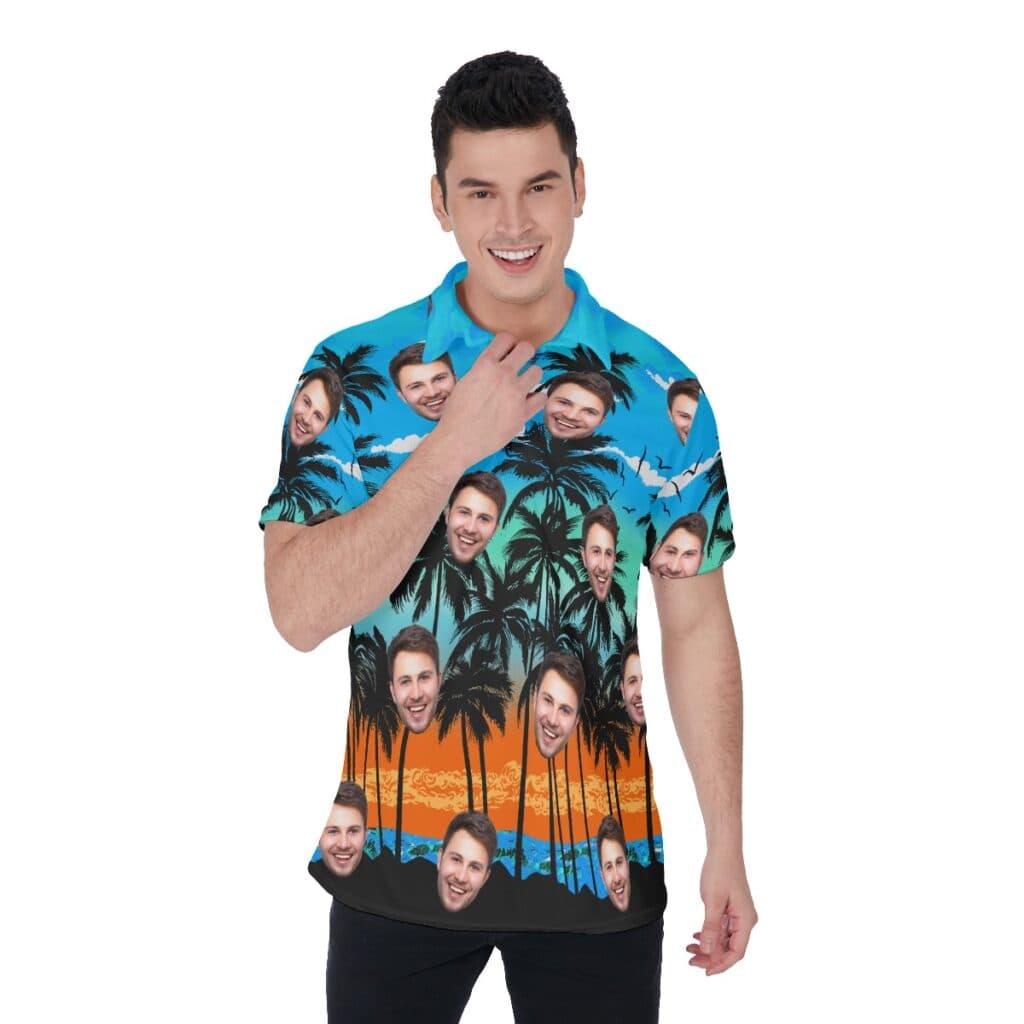 Unique Custom Face Beach Men's Polo Shirt (1)