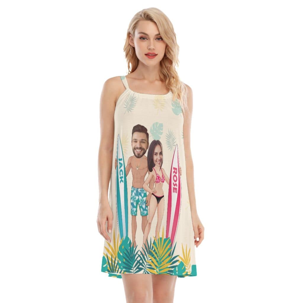 Unique Custom Matching Couple Cami Dress For Beach Vacation (1)