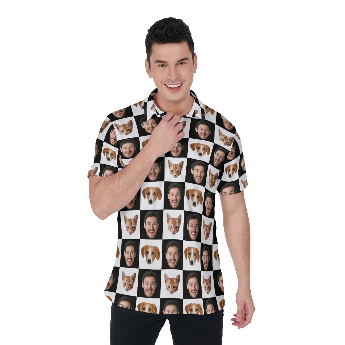 Unique Custom Multiple Faces Golf Shirt (1)