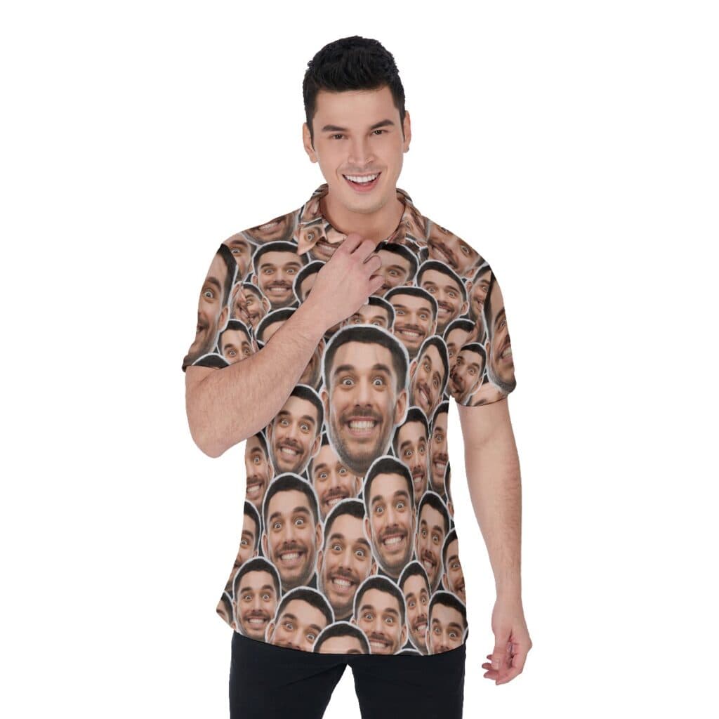 Unique Custom Multiple Faces Hawaiian Polo Shirt For Men