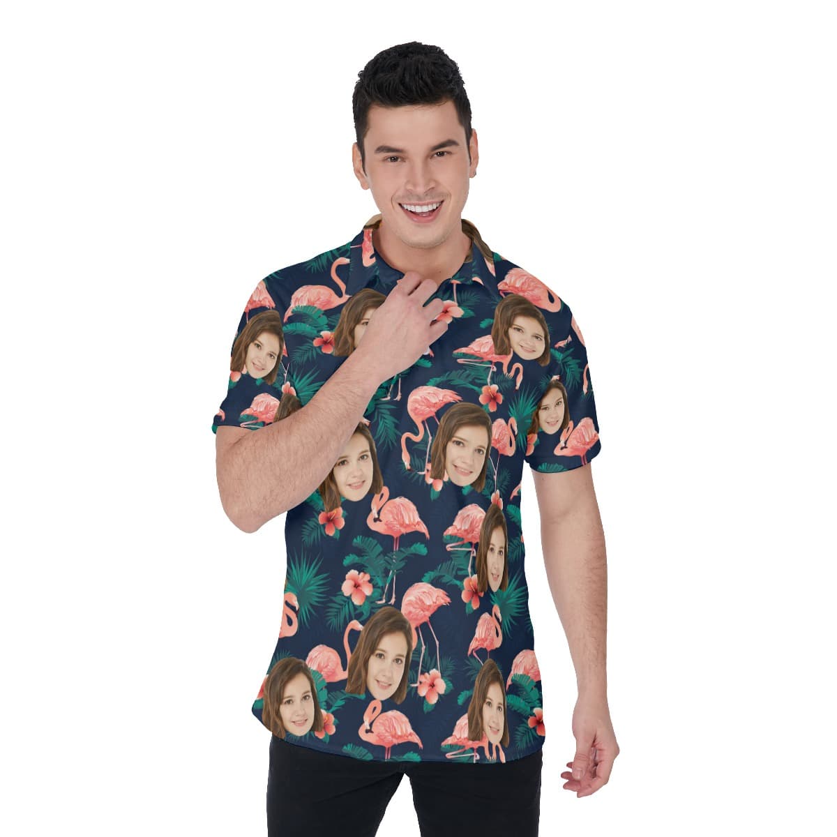 Unique Flamingo Custom Polo Shirt With Face (1)