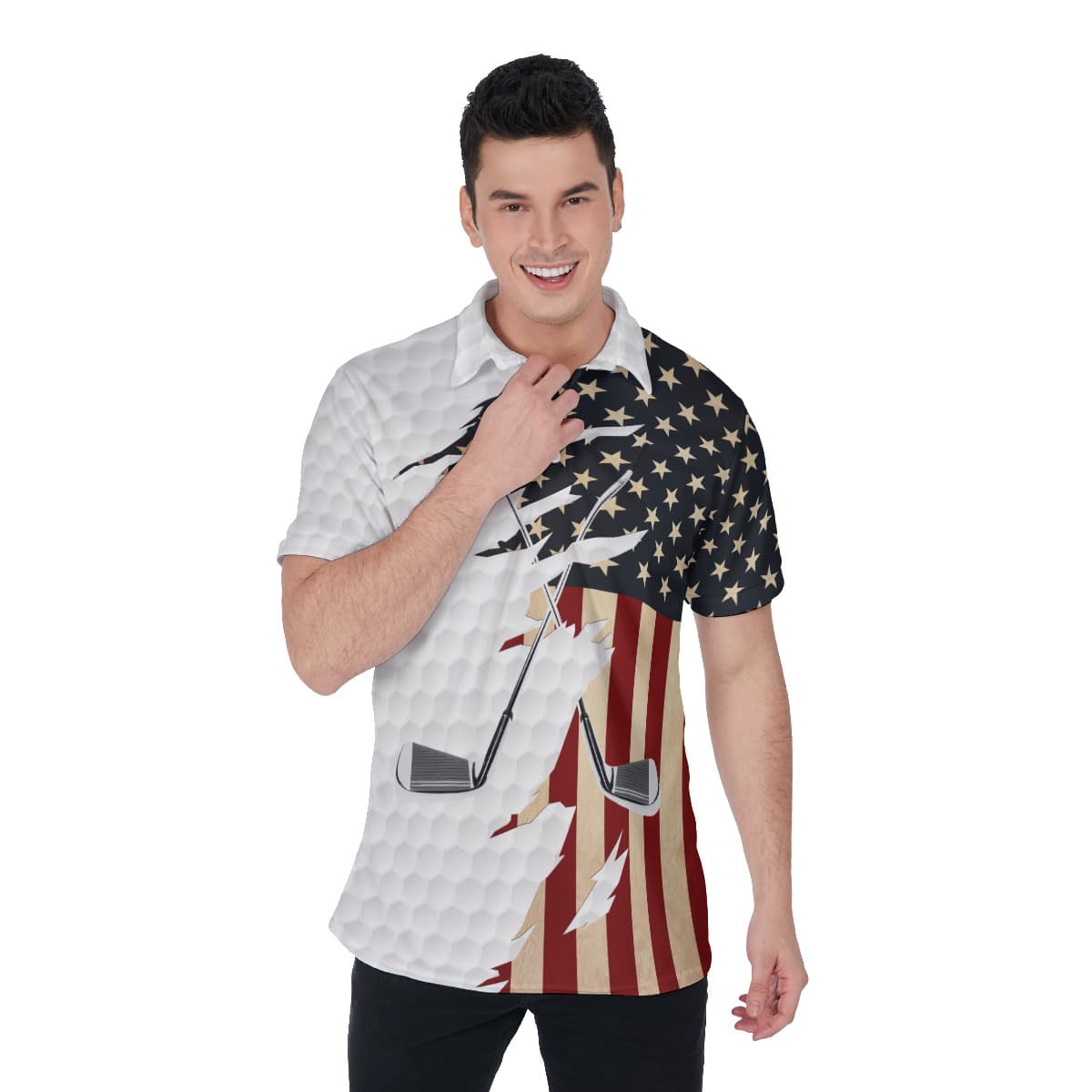 Vintage Amarican Flag Men's Golf Shirt