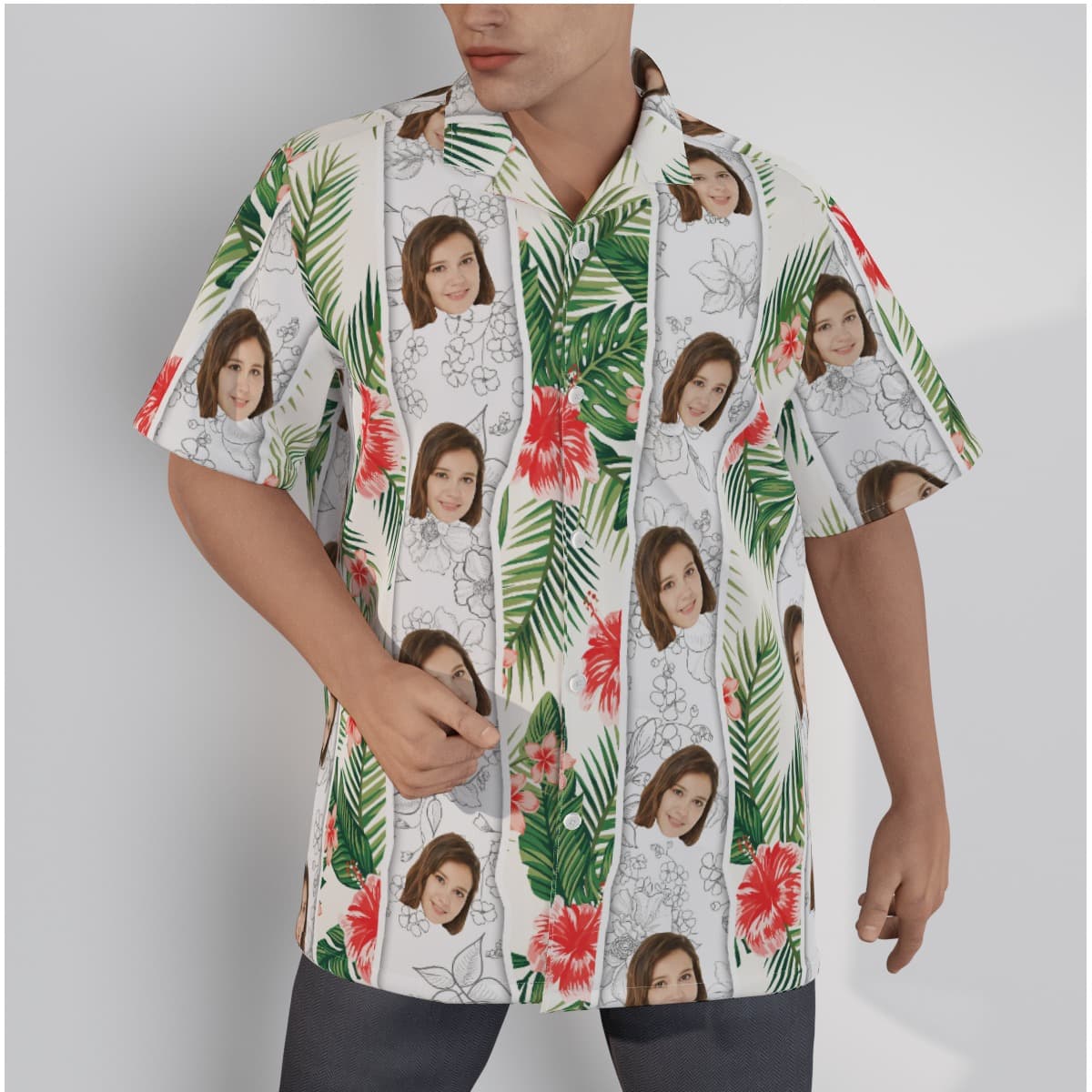 Vintage Custom Face Floral Hawaiian Shirt (1)