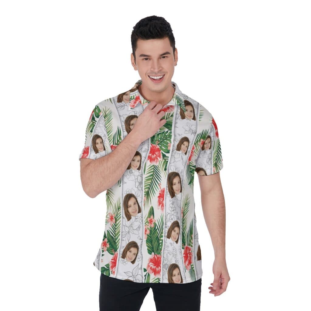 Vintage Custom Face Hibiscus Collared Shirt (1)