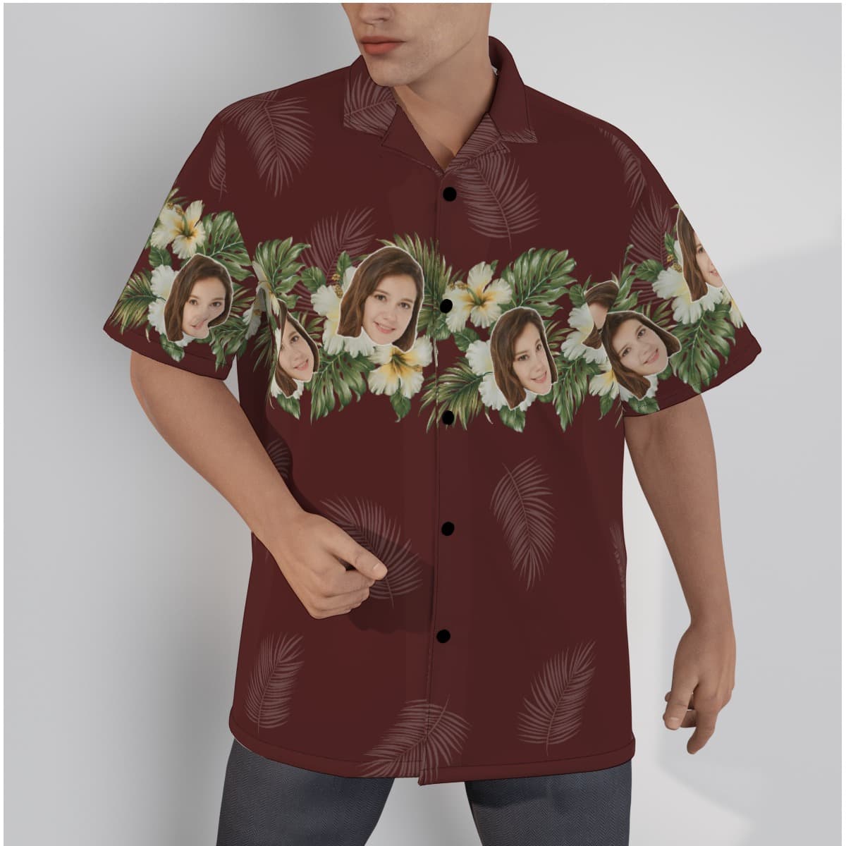 Vintage Custom Face Hibiscus Hawaiian Shirt (1)