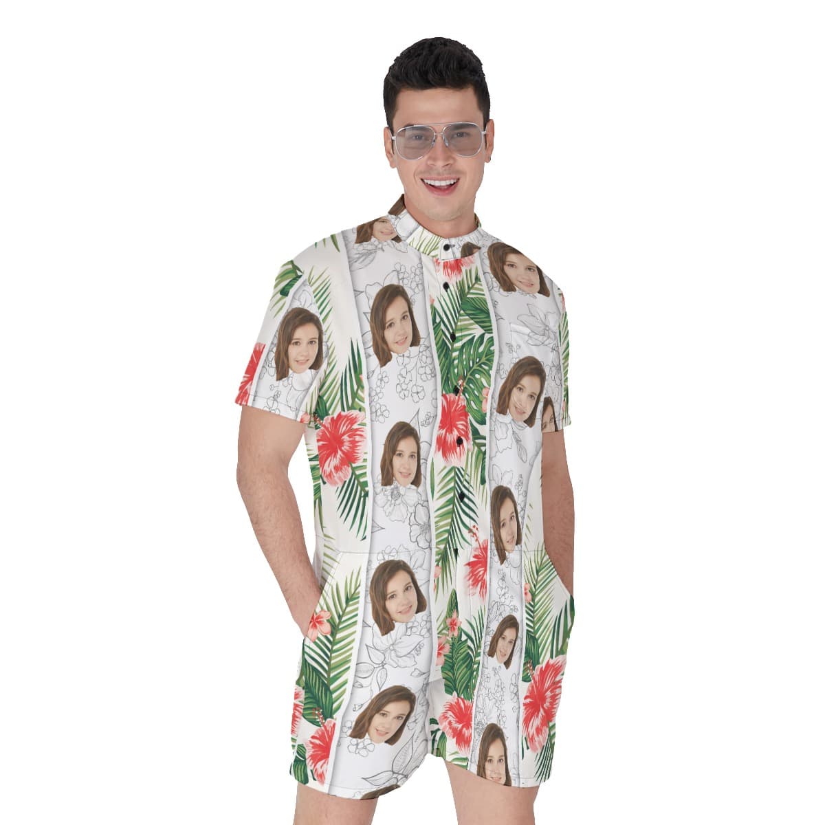 Vintage Floral Men's Romper With Custom Face (4)
