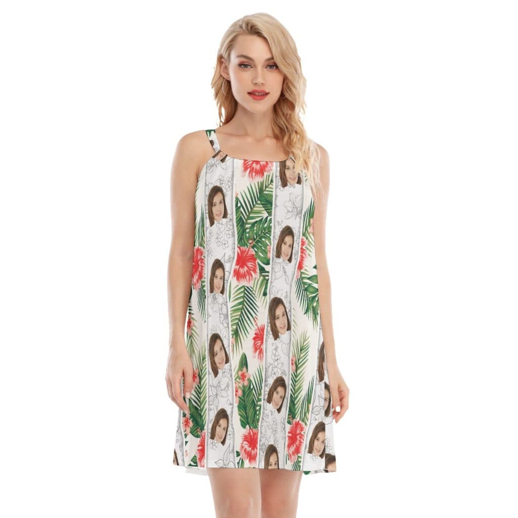 Vintage Hibiscus Women's Dress With Custom Face (1)