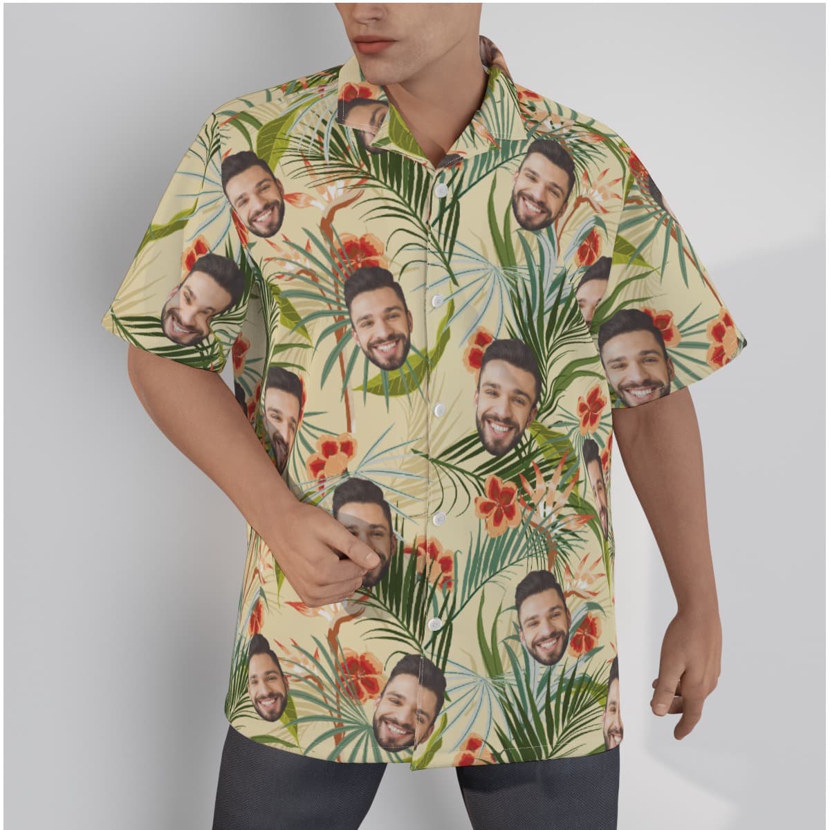 Vintage Men's Hawaiian Shirt With Custom Face (1)