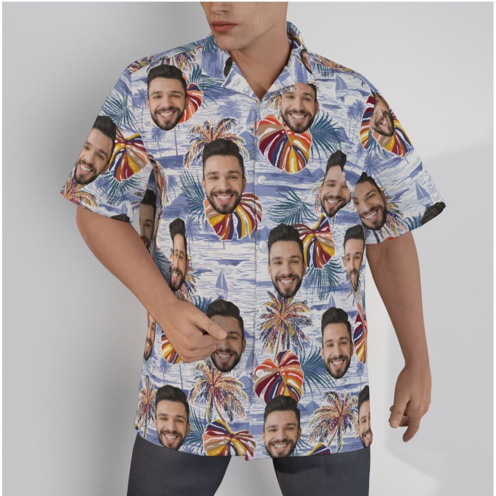 Vintage Palm Tree Custom Face Hawaiian Shirt (1)
