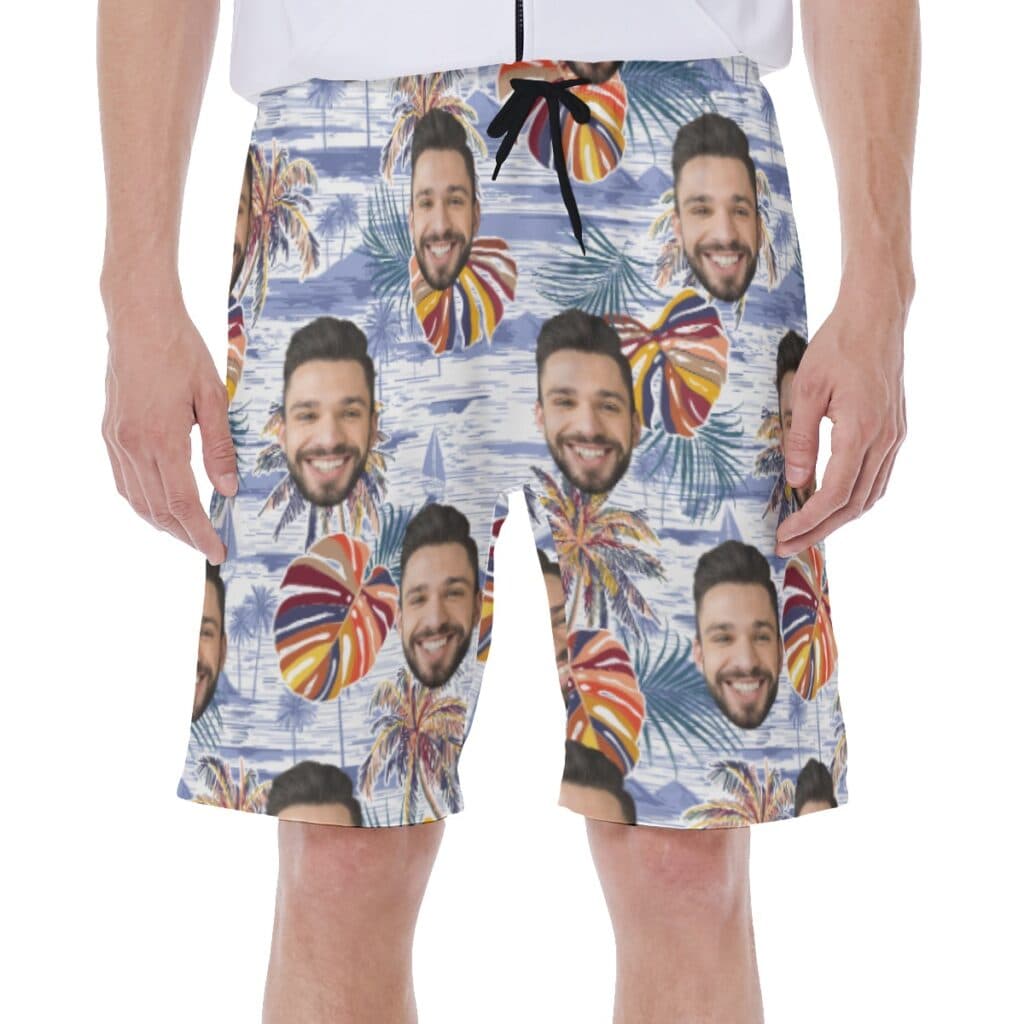 Vintage Palm Tree Custom Face Men's Swim Trunks (1)