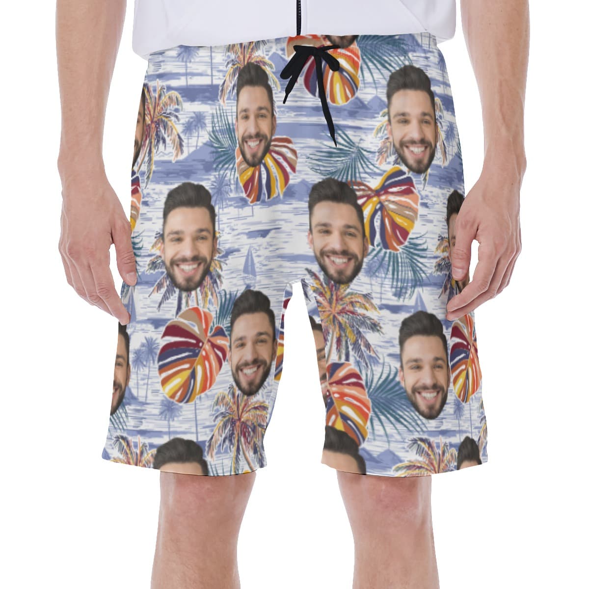 Vintage Palm Tree Custom Face Men's Swim Trunks (1)