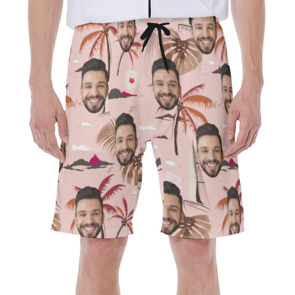Vintage Palm Tree Floral Custom Hawaiian Swim Trunks (1)