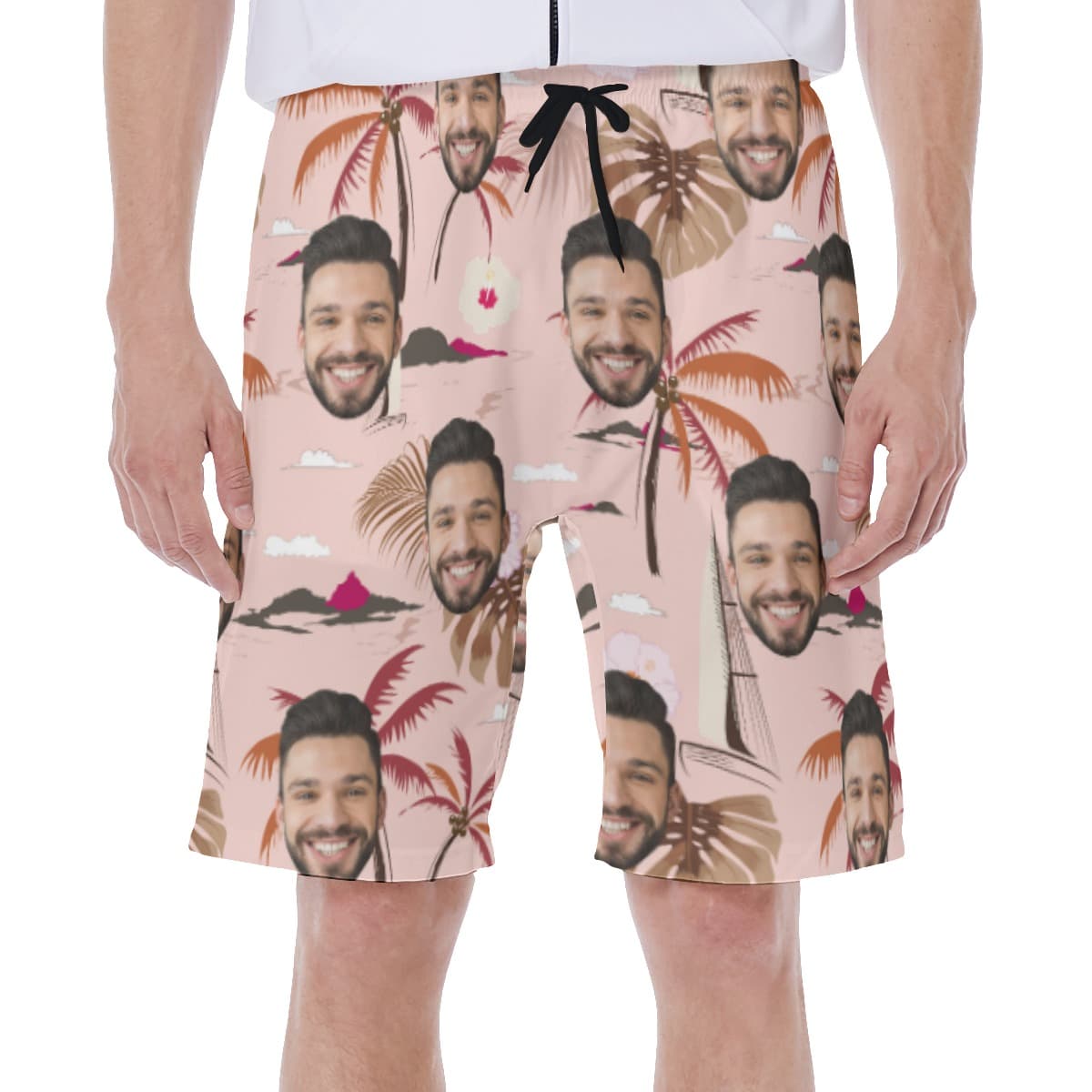 Vintage Palm Tree Floral Custom Hawaiian Swim Trunks (1)