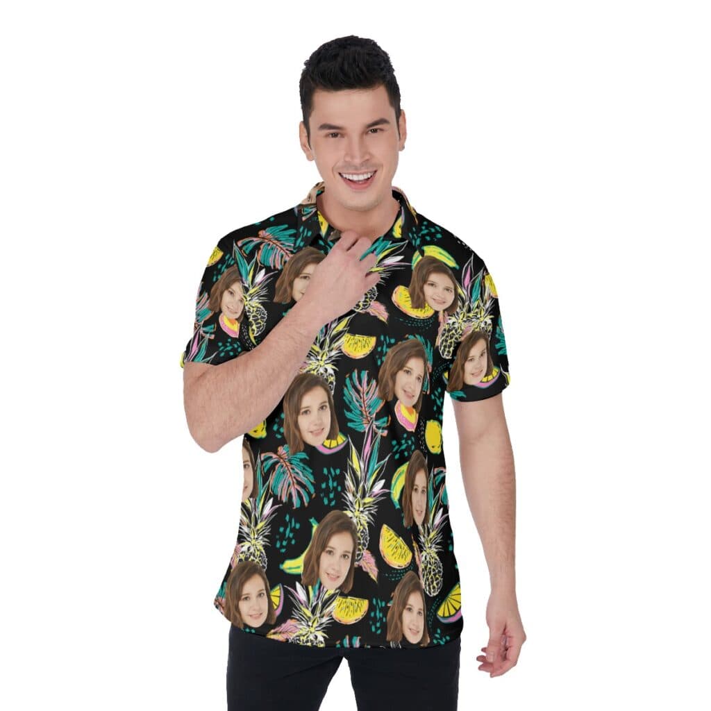 Vintage Pineapple Men's Custom Polo Shirt (1)