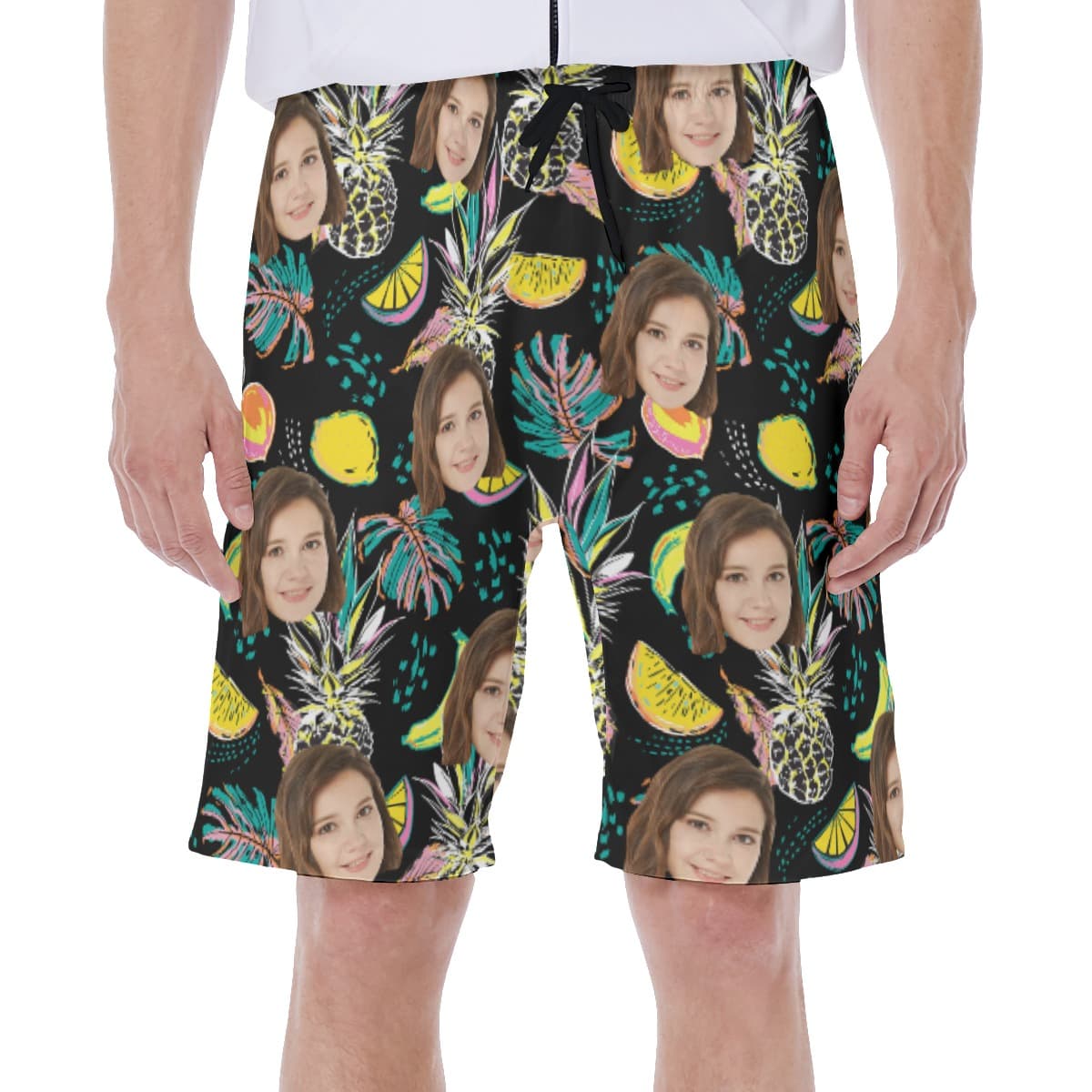 Vintage Pineapple Men's Hawaiian Swim Trunks With Custom Face (1)