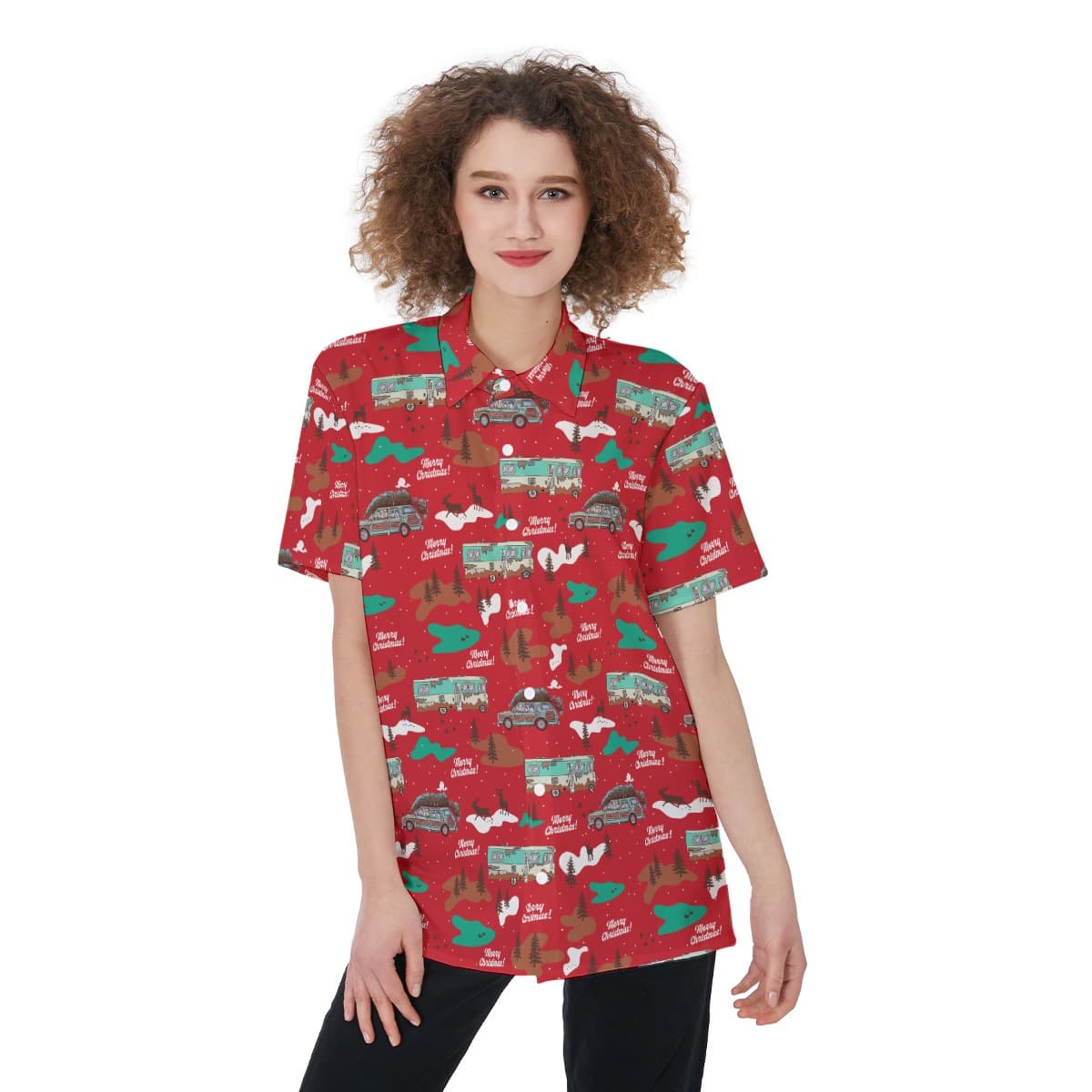 Women’s Christmas Vacation Red Hawaiian Shirt (1)