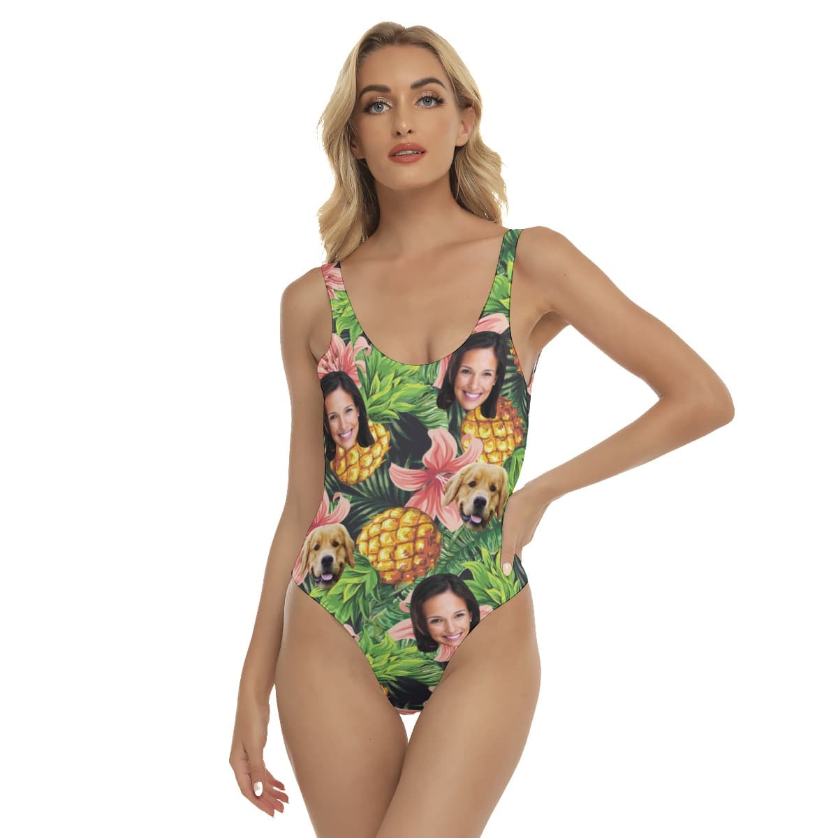 Women’s Custom 2 Faces Tropical Hawaiian One Piece Swimsuit (1)