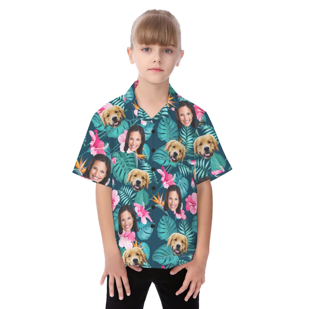 Women’s Custom Face And Dog Hawaiian Shorts (1)