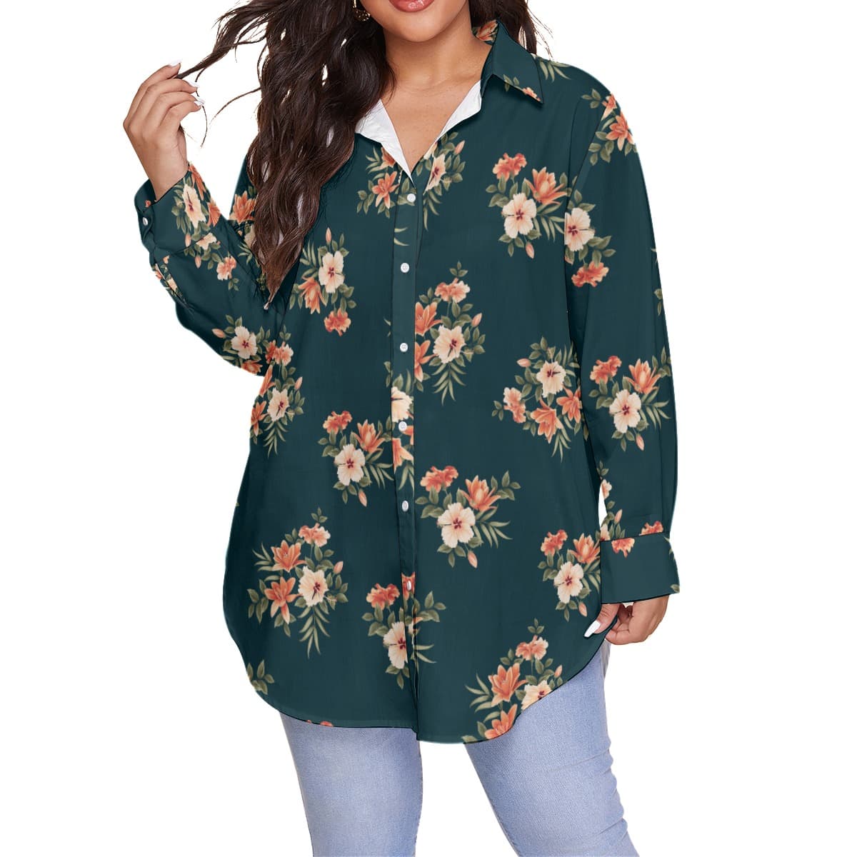 Women’s Floral Plus Size Hawaiian Shirt (1)