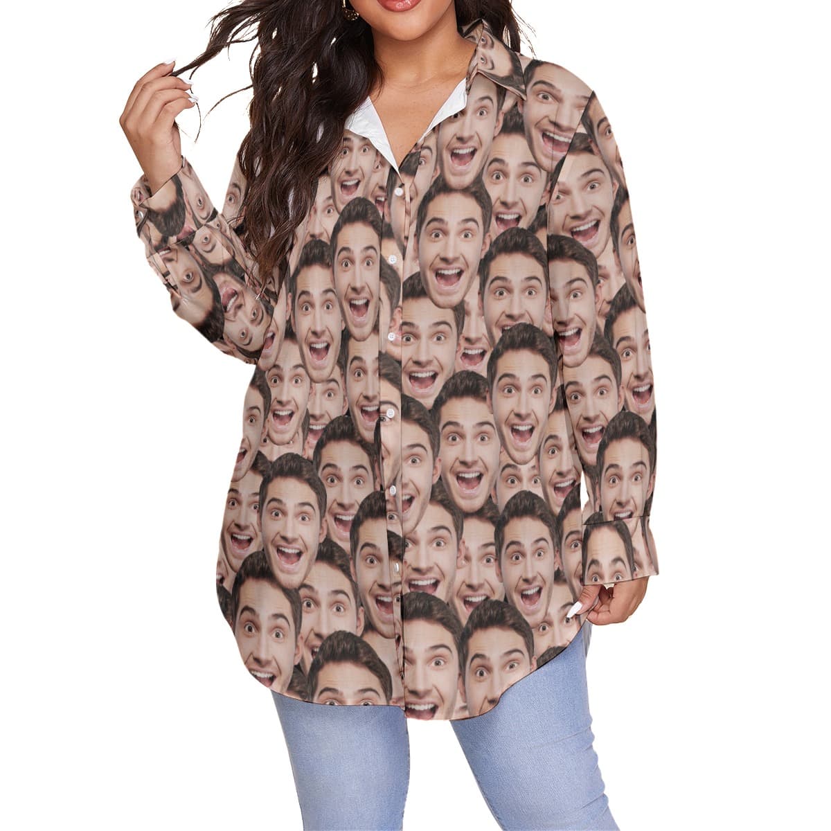 Women’s Funny Custom Face Plus Size Hawaiian Shirt (1)